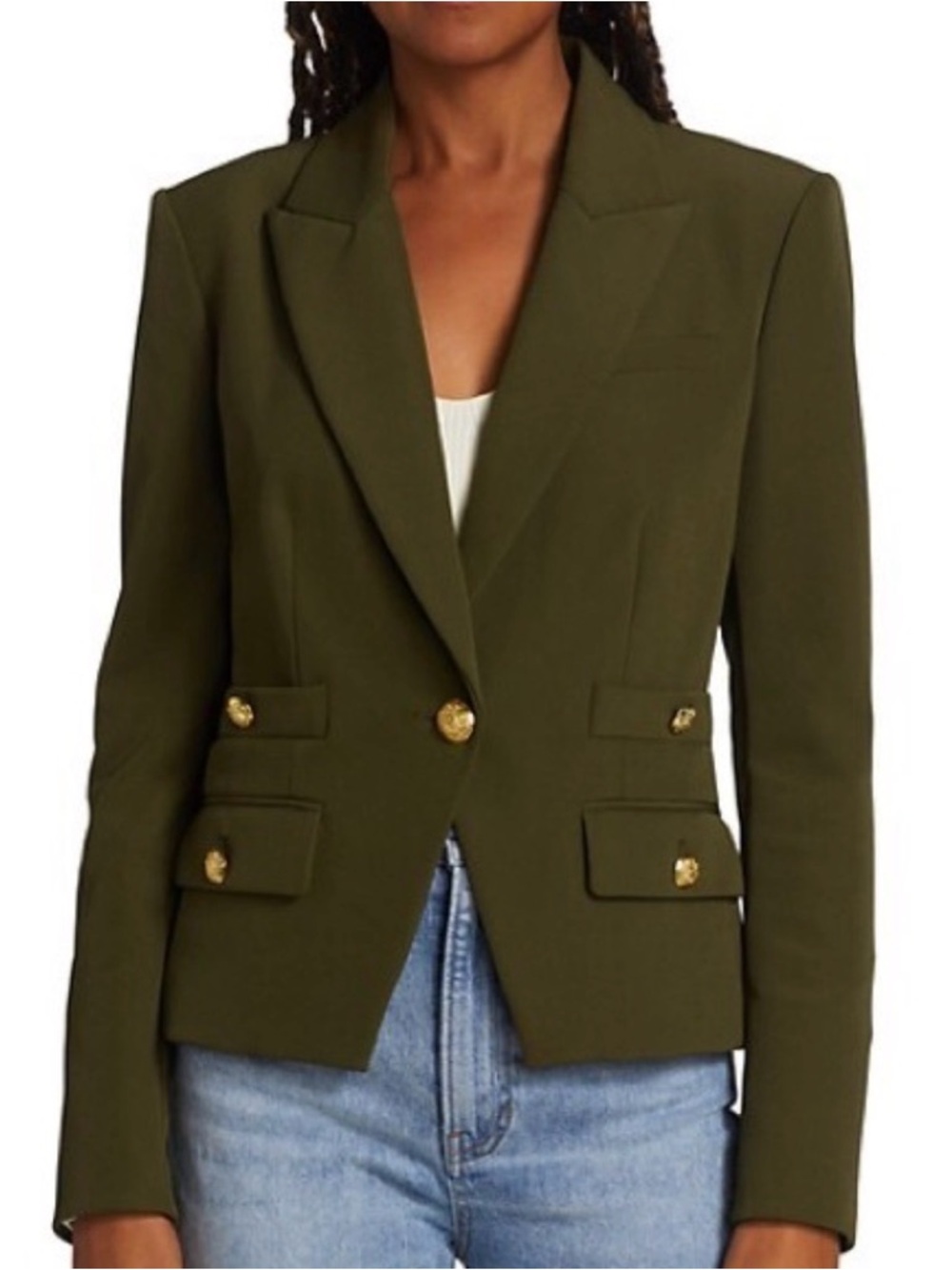 Veronica Beard Olive Blazer with Gold Buttons
